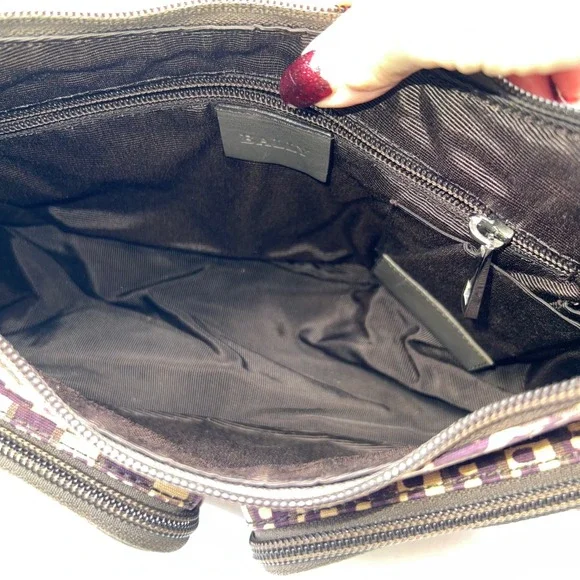 Bally Vintage Monogram Shoulder Bag Y2K Designer Purse Italian Leather - Picture 14 of 16